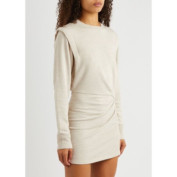 Etoile Isabel Marant Michaela Jersey Mini Dress Ecru Womens Size FR 42 US 10 - Picture 14 of 15
